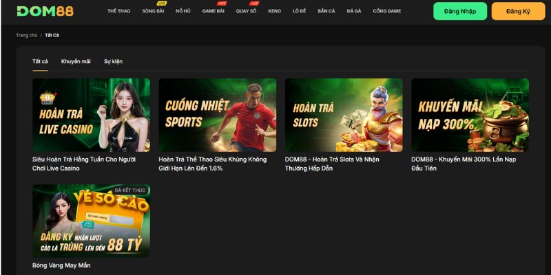 Các khuyến mãi hấp dẫn tại nhà cái uy tín DOM88